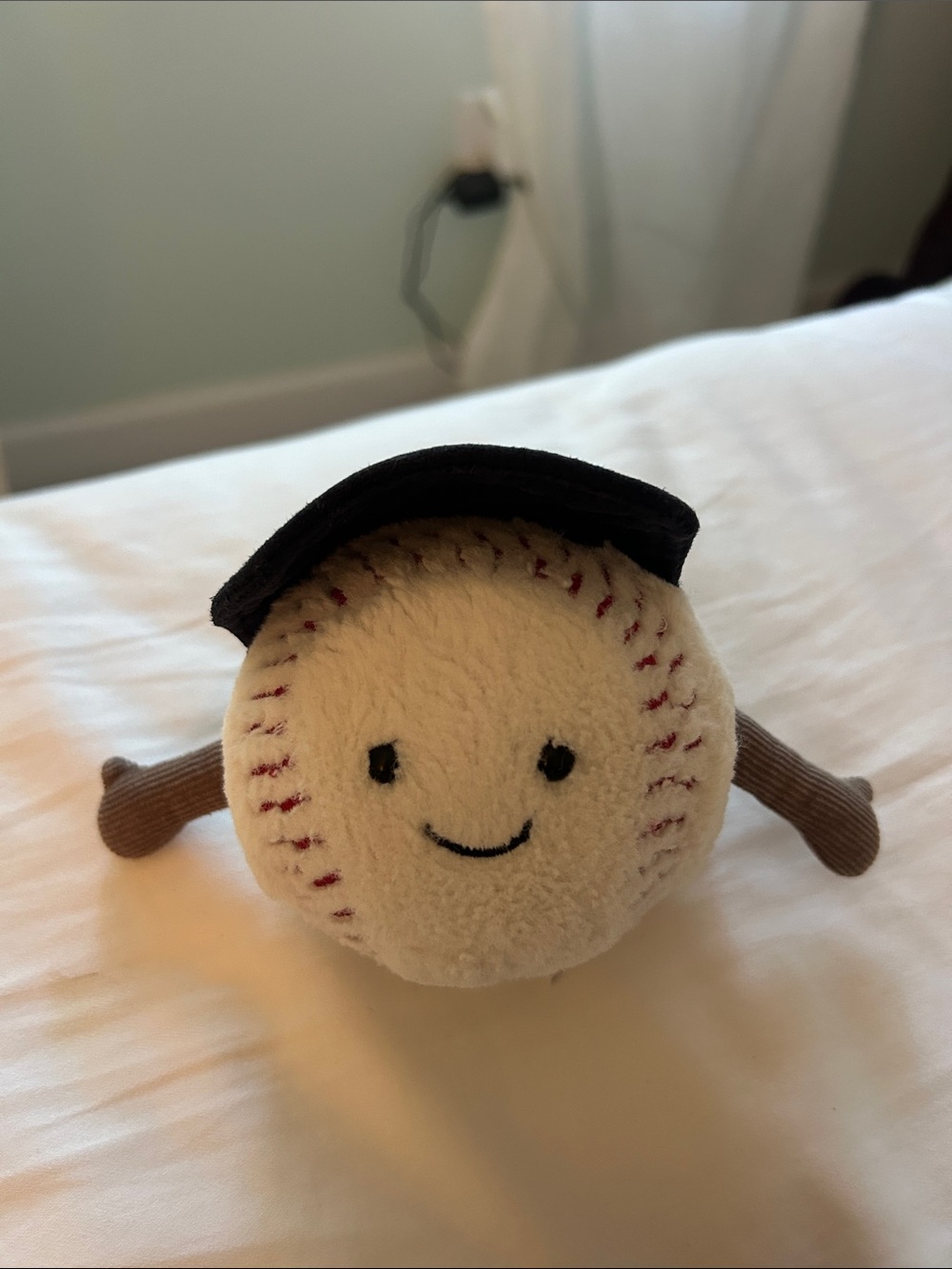 Jellycat Plush Baseball with Navy Blue Cap
